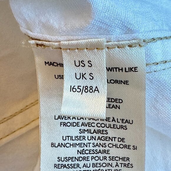 Free People Oversized Shirt Jacket Cream with Tan Exposed Stitching Raw Seams  S - Picture 7 of 11